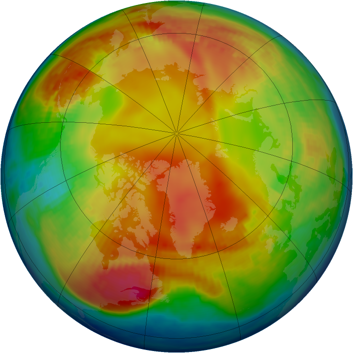 Arctic ozone map for 21 January 1985